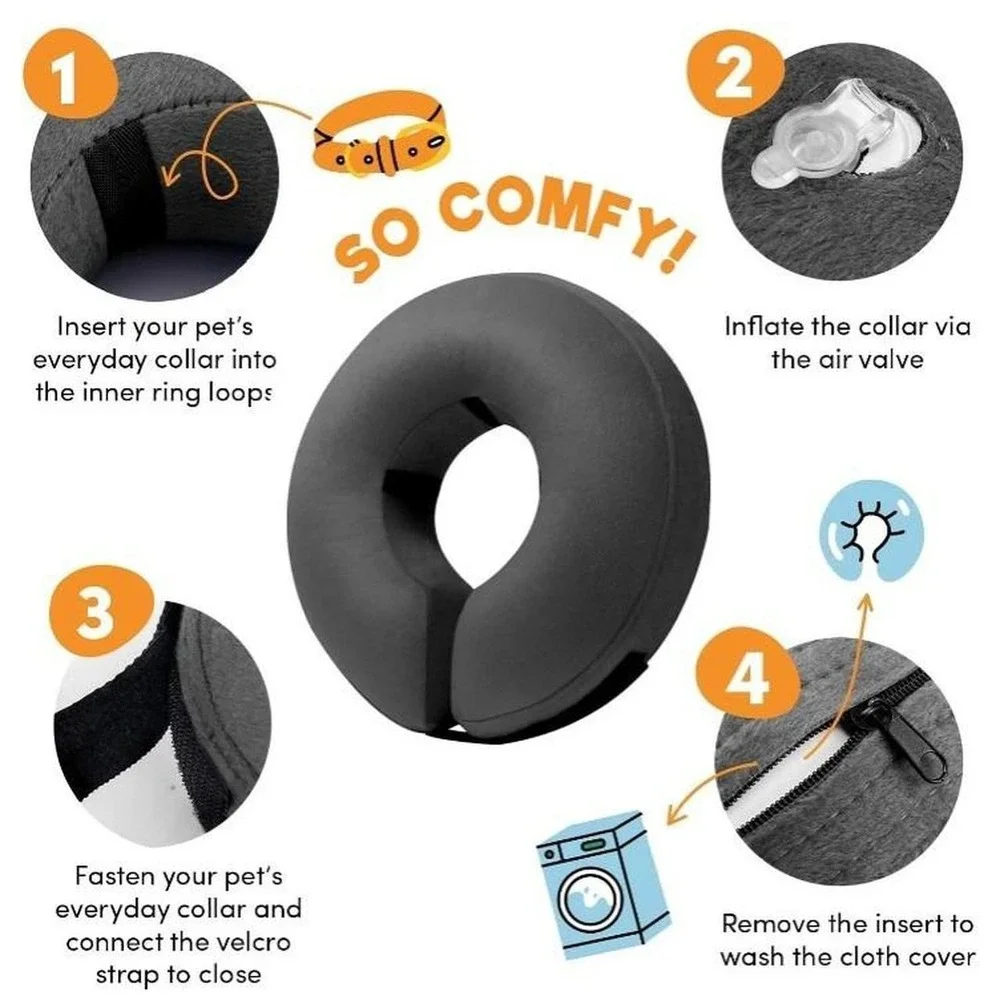 NEW Bencmate Inflatable Soft Dog Recovery Collar, M, Coneless Surgery Recovery
